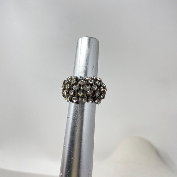 Rhinestone Stretch Cocktail Ring One‎ Size Sparkle Shine Bling Fairy Vintage - Picture 6 of 13
